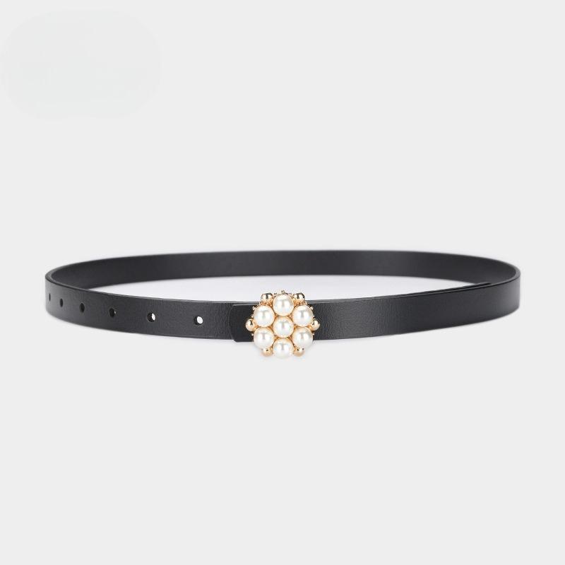 New Thin Belt Korean Version of Retro Pearl Decoration for Women's Thin Belt with Windbreaker Dress Waist Seal Waist Decoration
