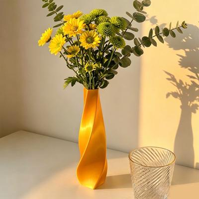 3D Printed Twisted Vase Silk-Like Minimalist Flower Arrangement Holder Nordic Style Decorative Flower Vase for Coffee Table Shelf Office Decor