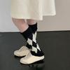 Argyle Pattern Wool Knitted Turn Cuffs Leg Warmers for Women and Students Cold Weather Foot Covers Footless Calf Socks