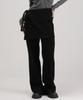 WHEN YOU MOVE String Velour Ribbed Wrap Skirt Pants Set Charcoal
