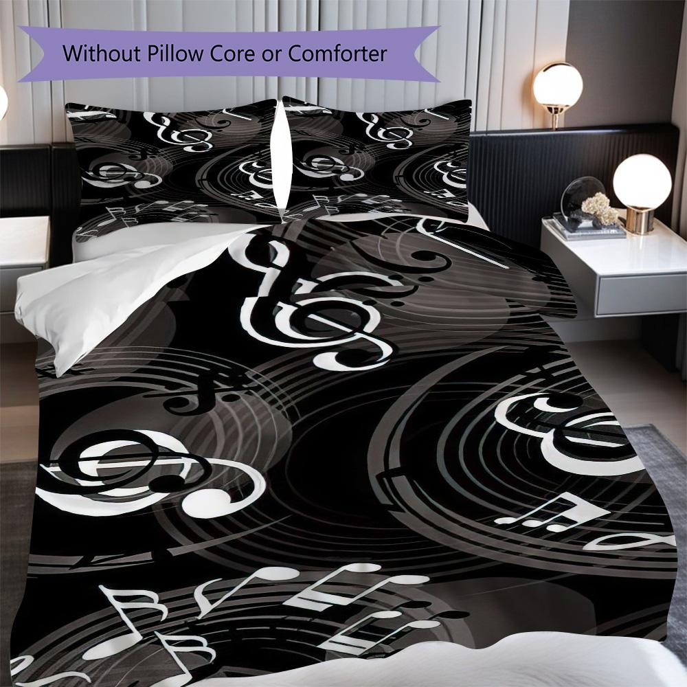 1PC Music, Guitar Theme Bedding Quilt Set Quilt Cover Pillowcase Home Decoration Birthday Gift (1 * Duvet Cover + 2 * Pillowcase, Without Core)