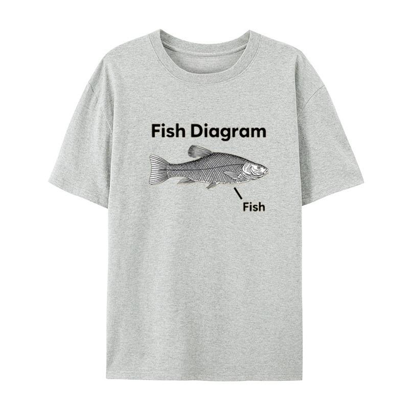 Interesting Fish Image Meme White Casual TShirt Mens and Womens Luxury Brand Top