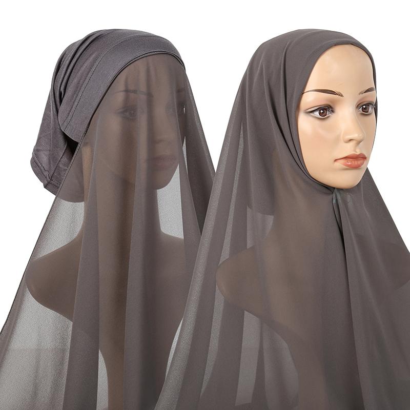 Newest Underscarf Instant Chiffon Hijab Jersey Bonnet Headscarf Long Shawl Scarf Women 1PC Retail