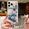 Colorful Flowers Print Leather Lanyard Case For iPhone 18 Pro Max Hybrid TPU+PU Anti-skid Soft Cover For iPhone 17 16 15 14 13 Pro Max