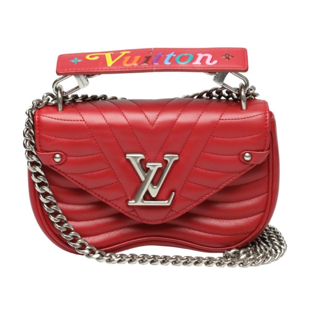 LOUIS VUITTON Chain tote New Wave Shoulder Bag leather Red Women M51930 Used