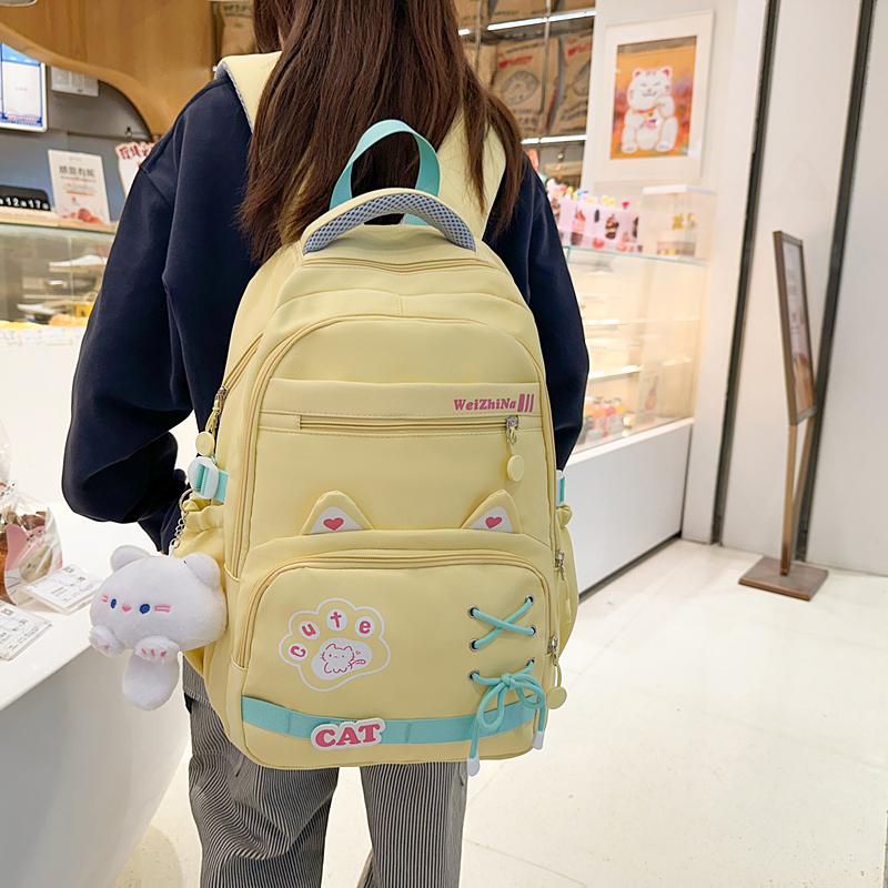 Middle School Student Schoolbag Women's Lightweight Backpack Cartoon Cat Large Capacity Backpack