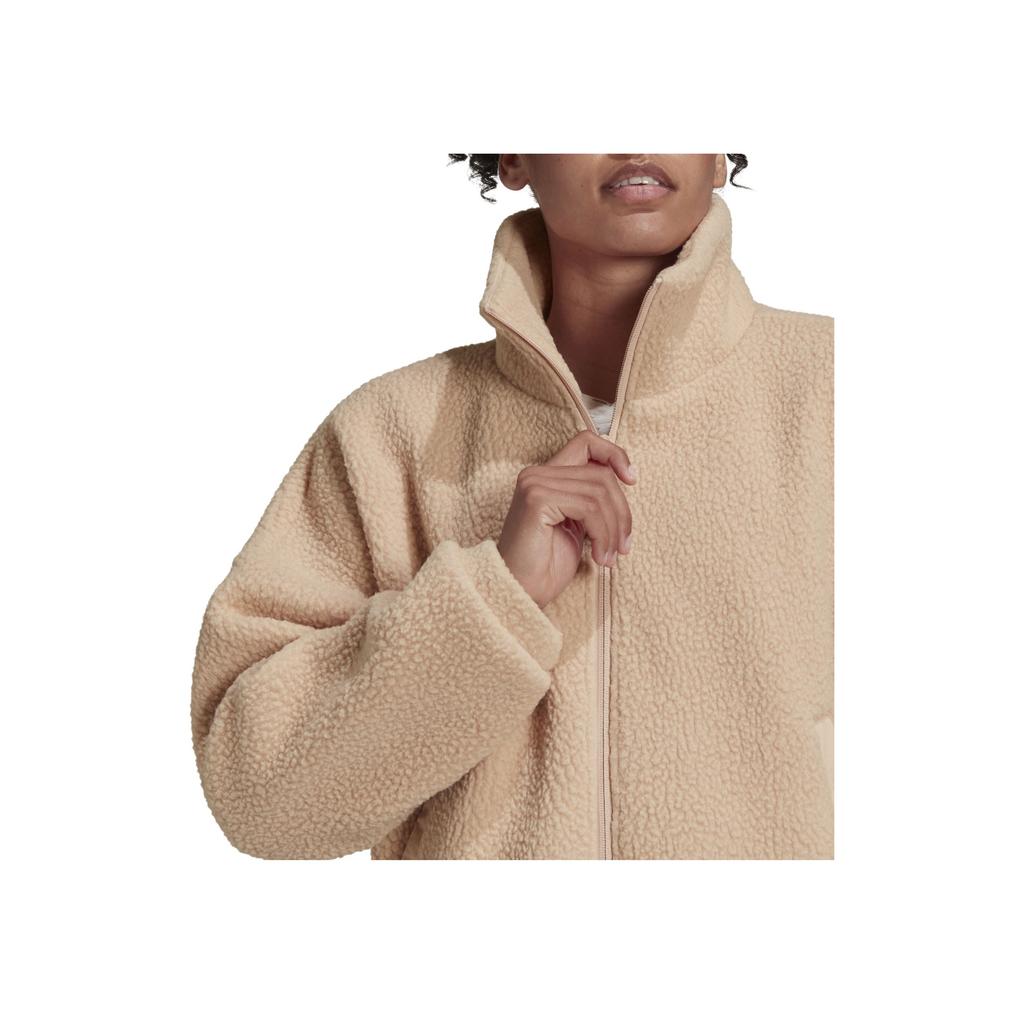 Adidas Embroidered Sherpa Fleece Stand Collar Jacket Women Outerwear Apricot H24177