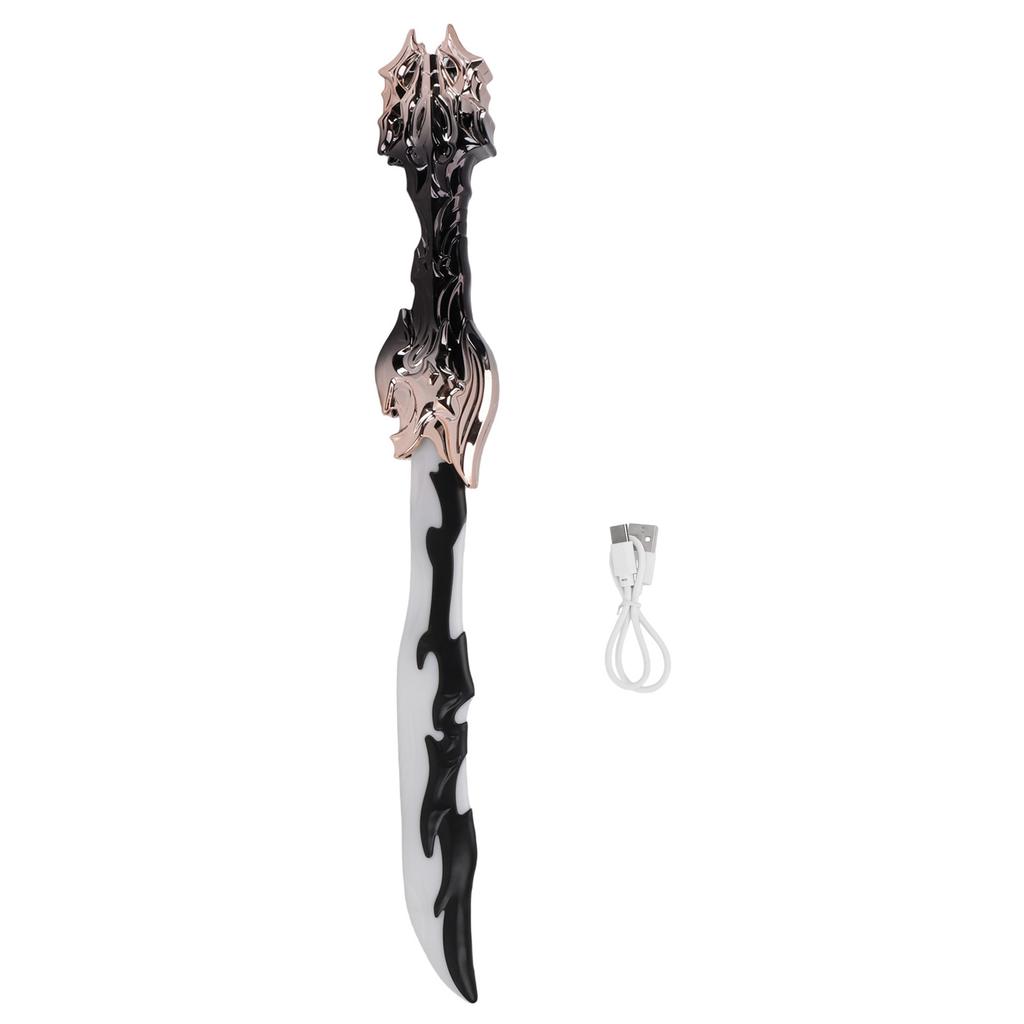 Light Up Sword Foldable Rechargeable Color Changing LED Light Up Sword Toy with Sound Effect Black