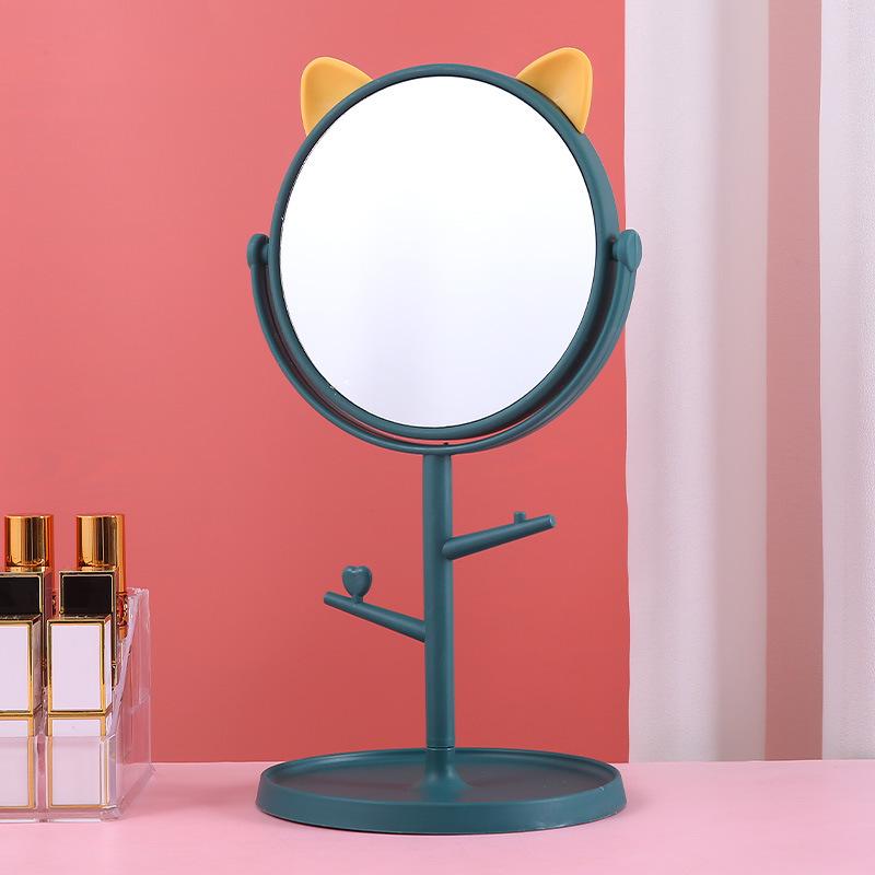 Rotating HD Cat Ear Vanity Mirror - Portable Desktop Makeup Mirror