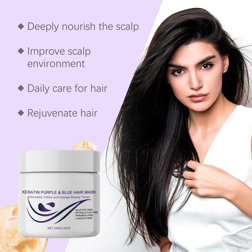 Keratin Purple Hair Mask Nourishes, Moisturizes And Protects Hair With Mild, Moist, Soft And Glossy Hair Mask