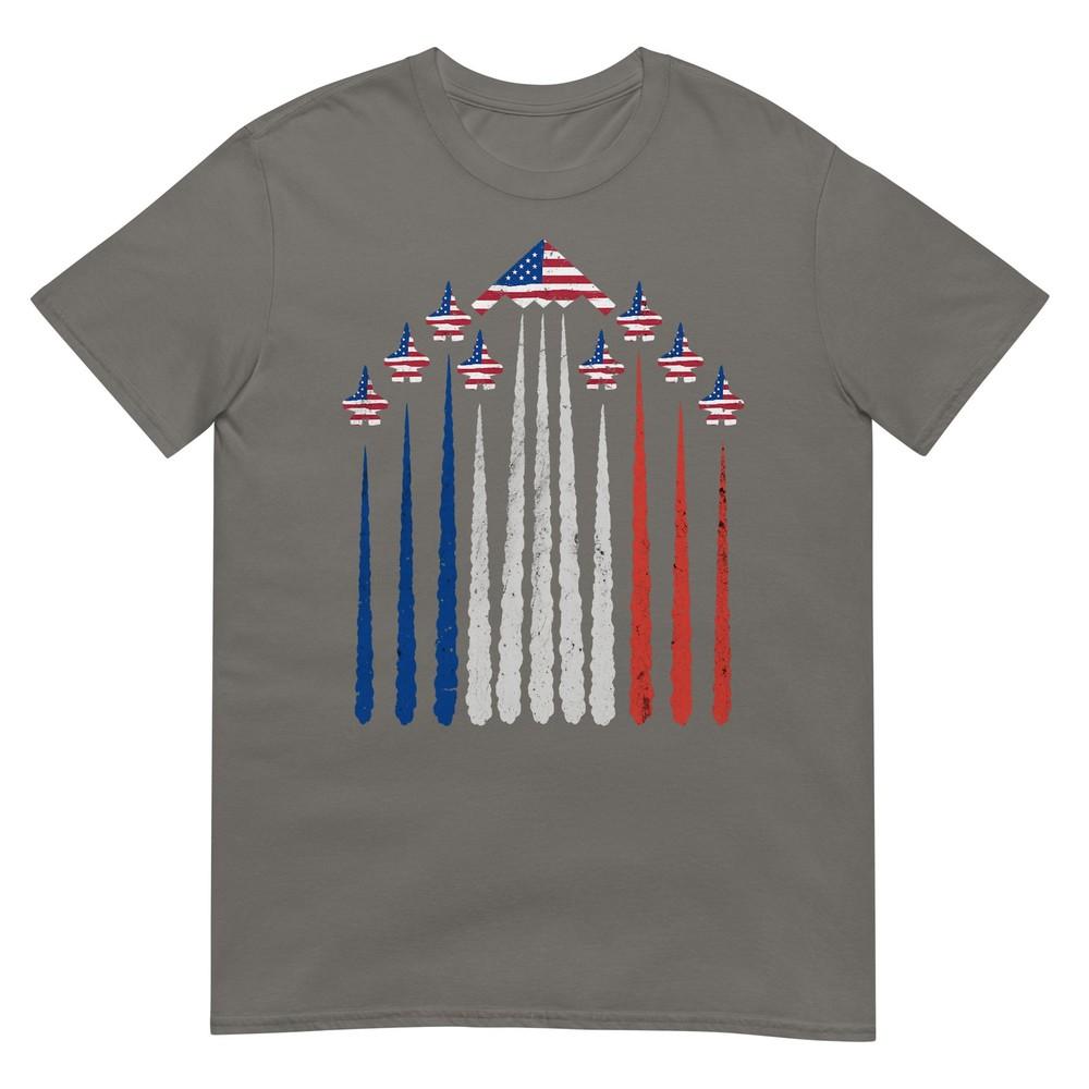 Patriotic Fighter Jets Usa Flag Red White Blue 4th Of July Tshirt