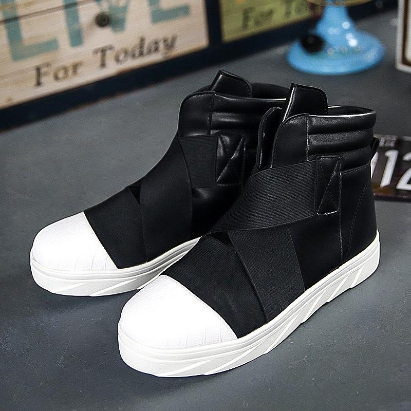 British Style Red Ankle Boots Men Autumn and Winter High-top Men's Leather Shoes Street Skateboard Sneakers Men Hip Hop Shoes