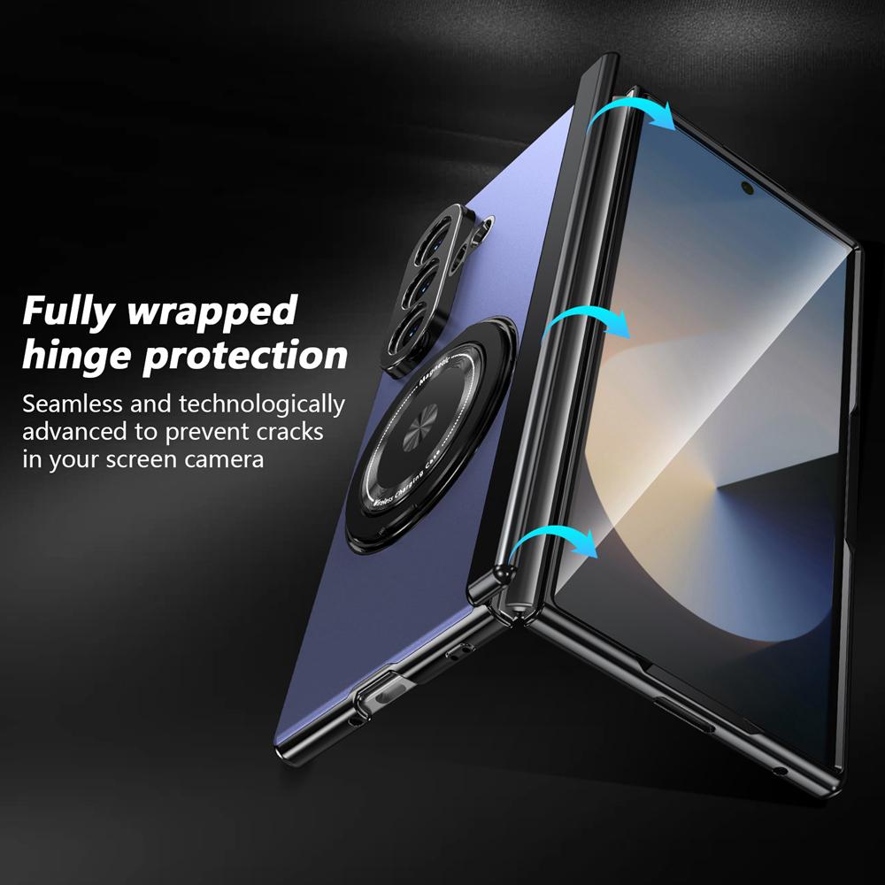 KEYSION 360°Rotating Magnetic Ring Stand Case for MagSafe for Samsung Galaxy Z Fold 7 5G Hinge Phone Cover with Screen Protector