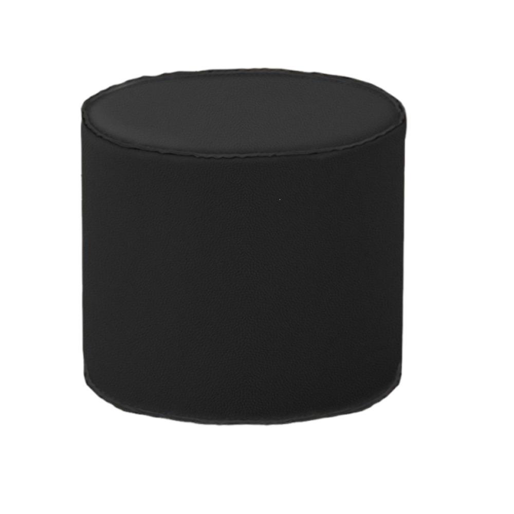 Non-Slip Storage Stool Waterproof Leather Pouf Modern Cylinder Ottoman Balcony Black 41x39.5cm