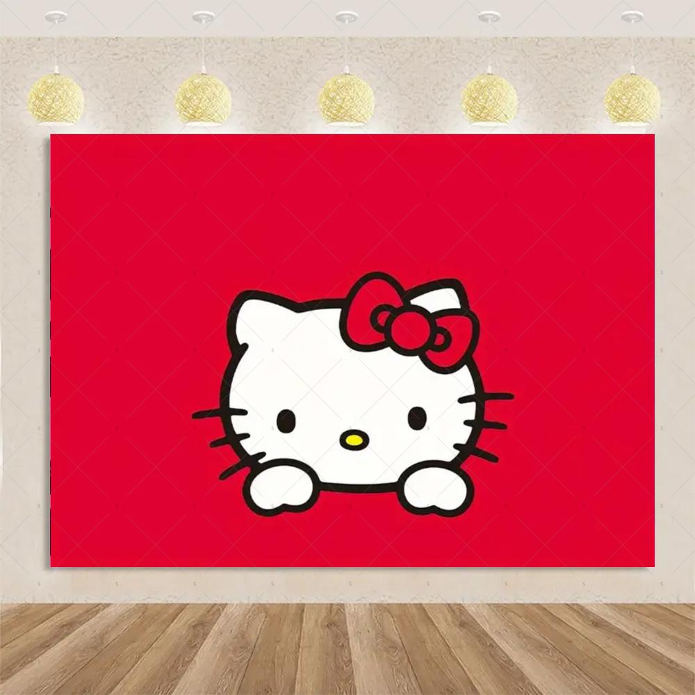 Adorable Hello Kitty Pink Graffiti Streets Printed Tapestry Bedroom Decoration Celebration Background Design Holiday Party