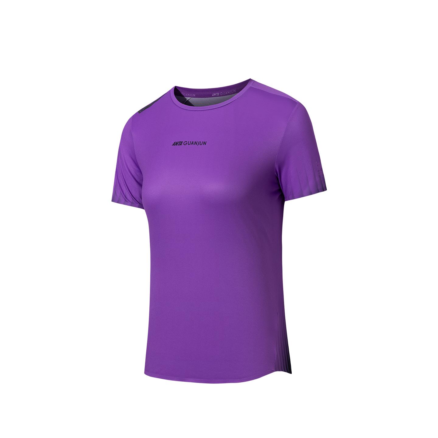 Anta Champion Womens Short Sleeve Knitted T-Shirt Summer 2026 Women tops Dark-Night-Purple 162620127-3 M