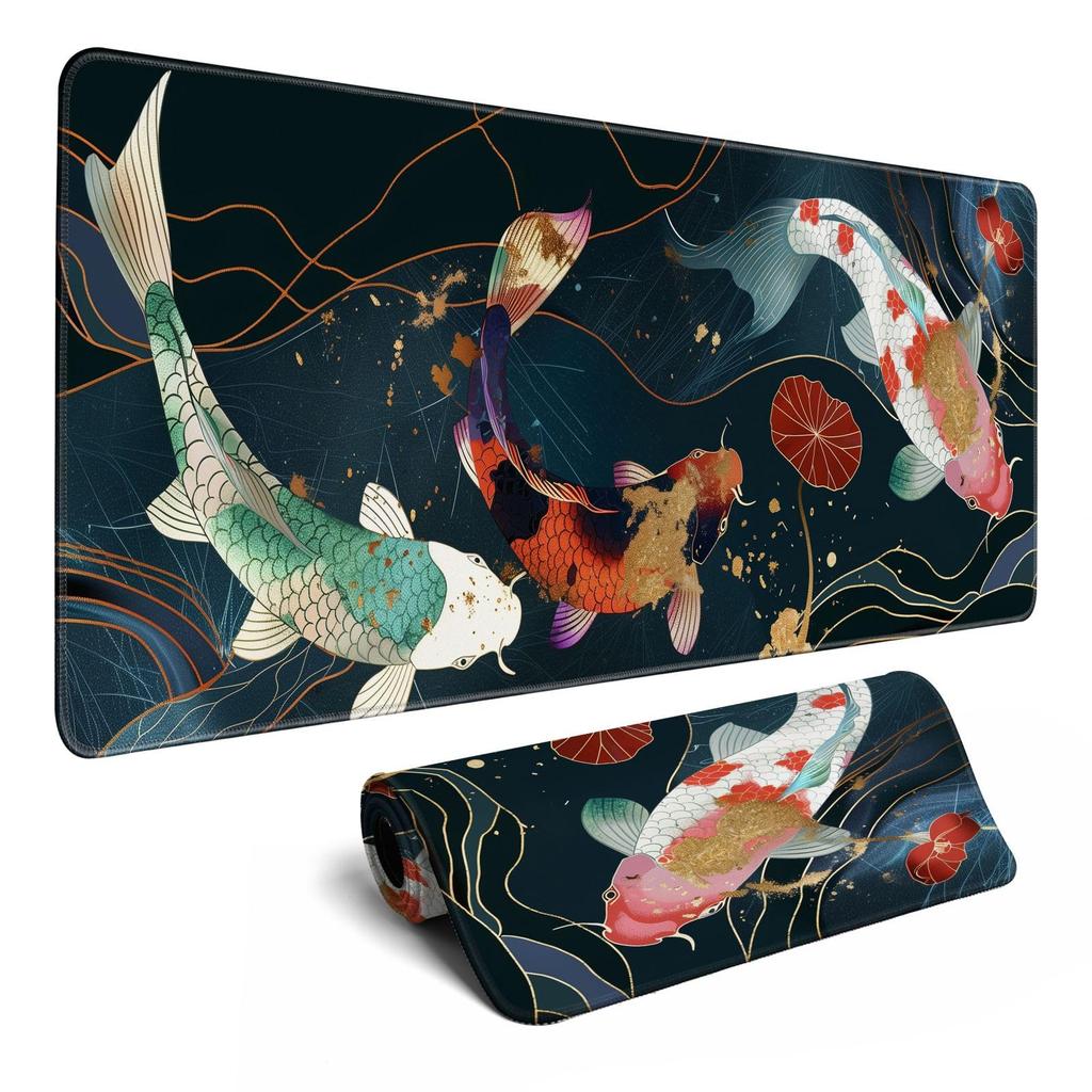 Vintage Japanese Skull Floral Large Mouse Pad Stitched Anti Slip Rubber Base Mat For Gaming Desk Office Pc Keyboard Desktop