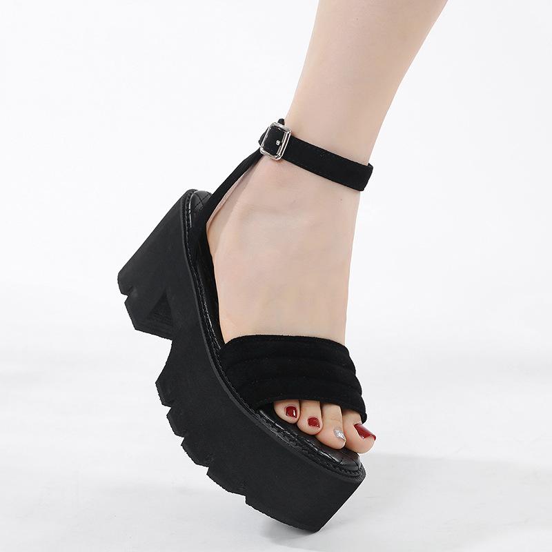 Breathable Sweat-absorbing Nightclub Soft Hair Straps Casual Thick-soled Thick-heeled Ultra-soft-soled Sandals