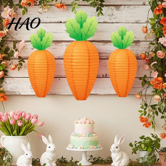 Easter Carrot Paper Lanterns Lantern, Hanging Decor for Kindergarten Classroom, Indoor Party Ceiling Decorations Kids Birthday Suspended Ornament,