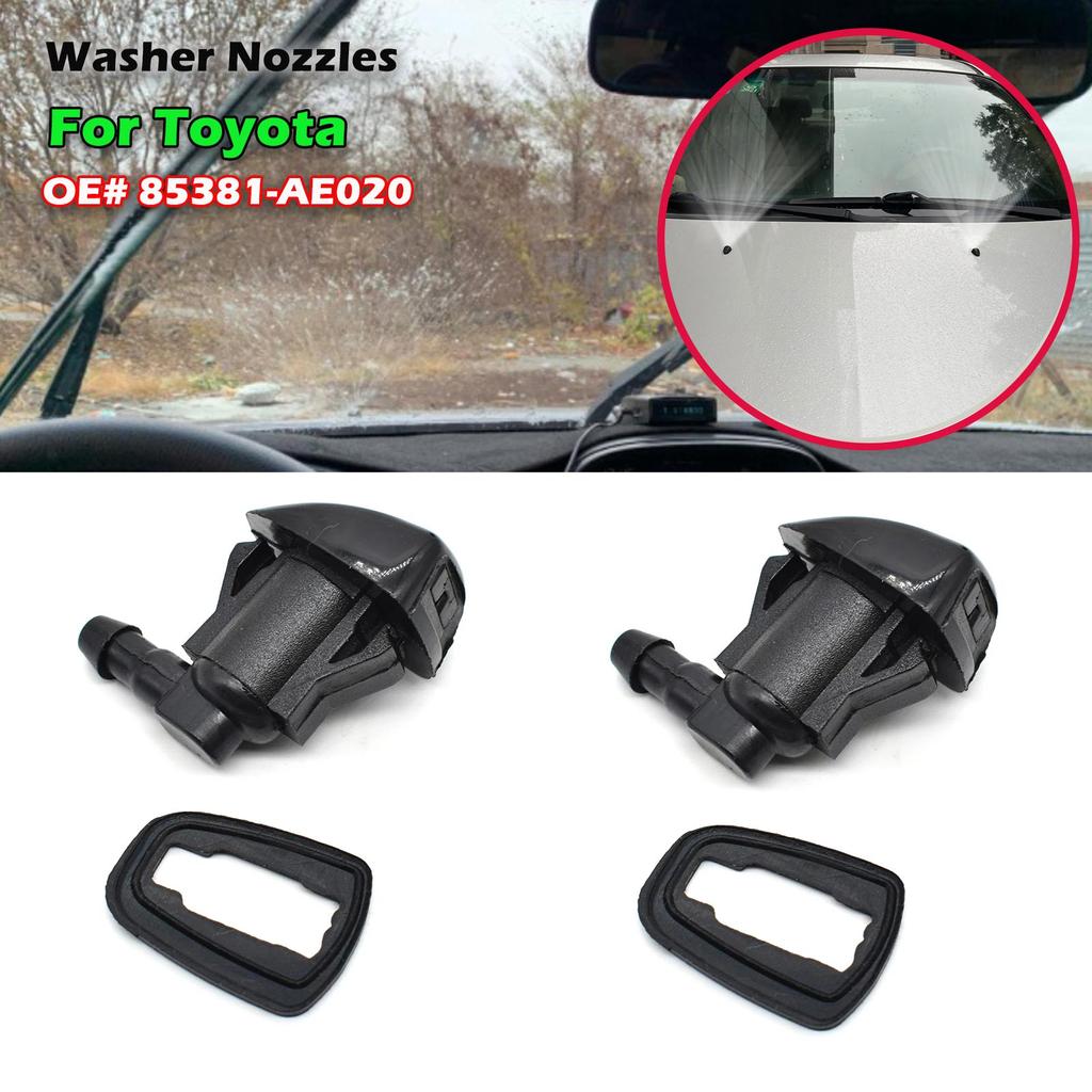 2 stk Bil Frontrute Vannspray Spylerdyser 85381-AE020 For Toyota E120 Corolla Camry Sienna Avensis T25 Corsa XV30 Hilux