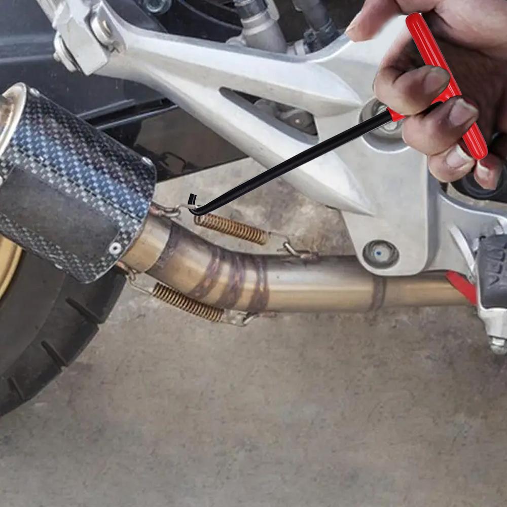 Universal Motorcycle Exhaust Spring Hook T-Shaped Handle Pipe Puller Installer Removal Repair Tool for Bike Maintenance