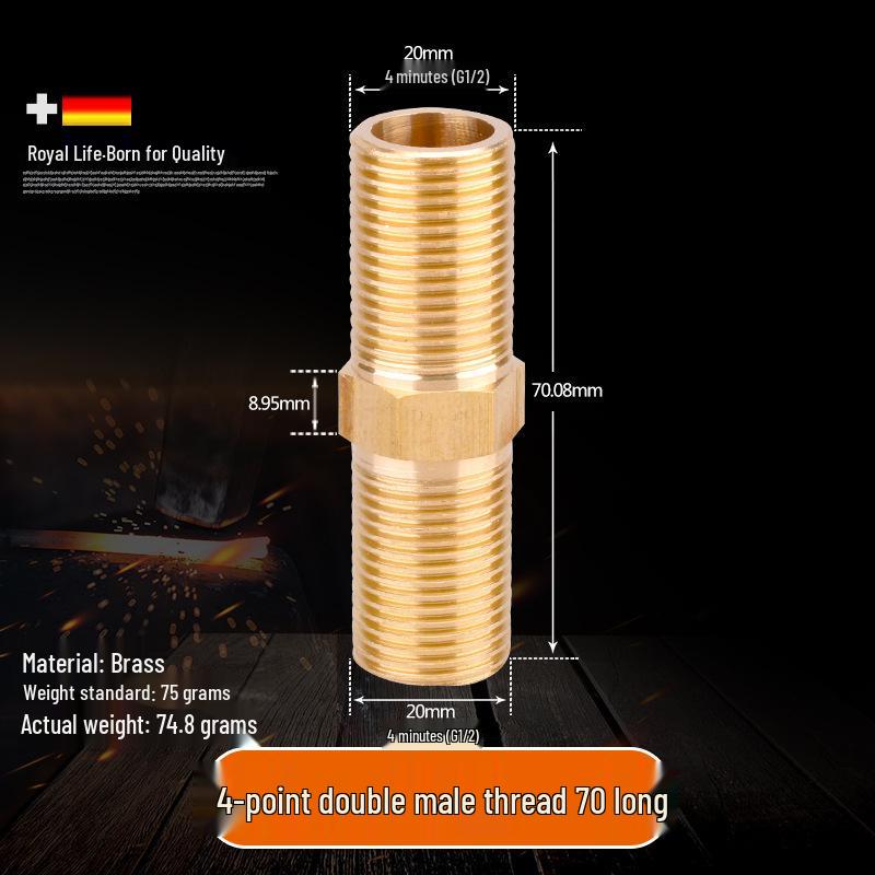 All-Copper Male Thread Direct Coupling, Short To Extended Thread, 4-Point To 6-Point, 1-Inch Inlet Pipe Reducing Joint