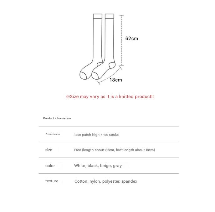 High knee socks women's over knee socks lace long socks