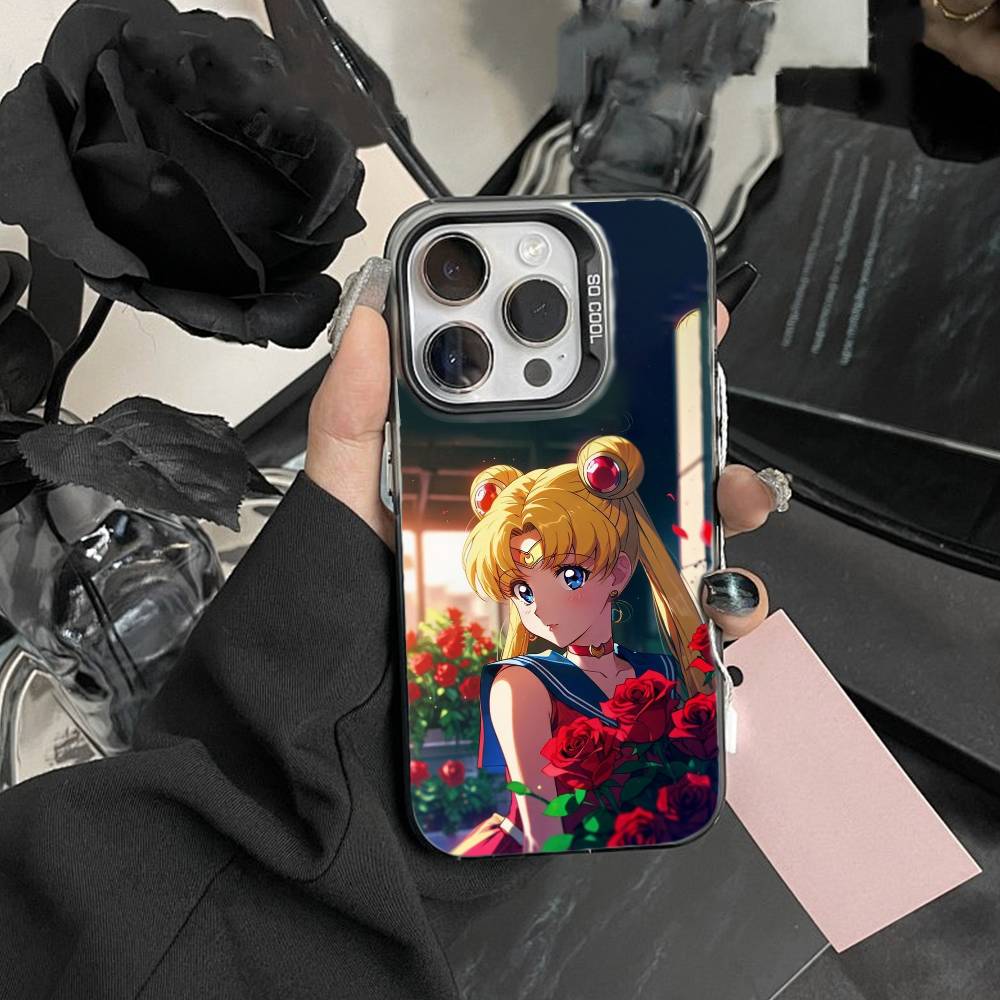 Cartoon P-Sailor Moons Phone Case For iPhone 17,16,15,14,13,12,Pro MAX Black Matte Shockproof Cover