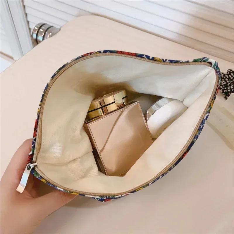 Cotton Ladies Travel Storage Lipstick Bag Retro Flower Women's Cosmetic Bags Cute Design Girls Pencil Case Makeup Bag Handbags