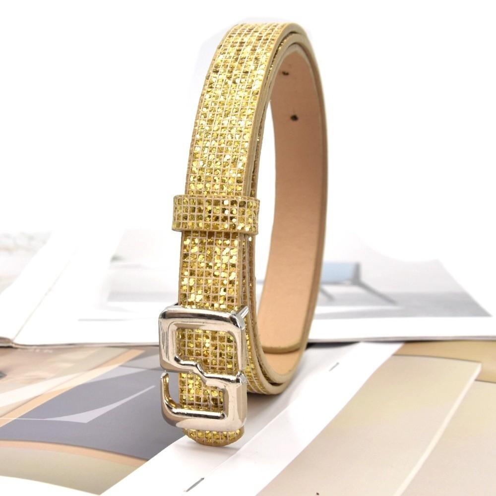Bling Bling Sparkling Rhinestone Belt Versatile Luxury Brand Design S-shaped Buckle Belt Glitter Vintage PU Leather Belt