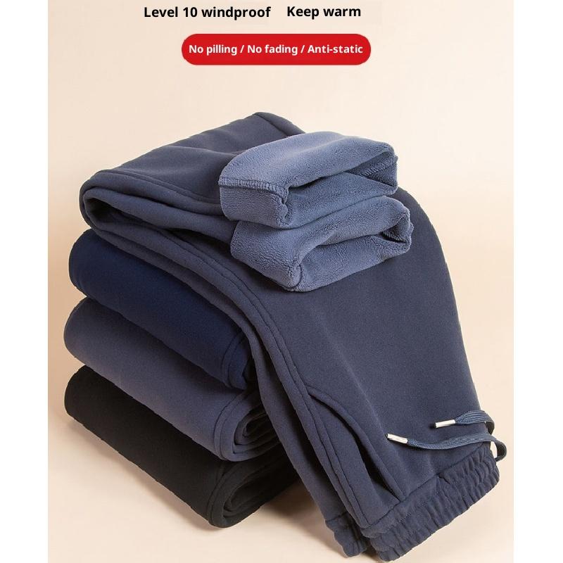 Winter Men'S Fleece-Lined Thickened Sweatpants Windproof Pants Warm Cotton Pants Casual Pants Sports Pants Men'S Pants