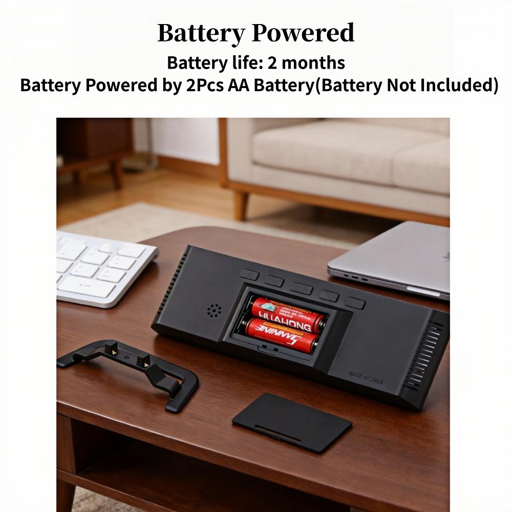 Battery Powered Large Digital Alarm Clock with Backlight Temperature Humidity Date Snooze Table Clock Dual Alarm12/24H LCD Clock