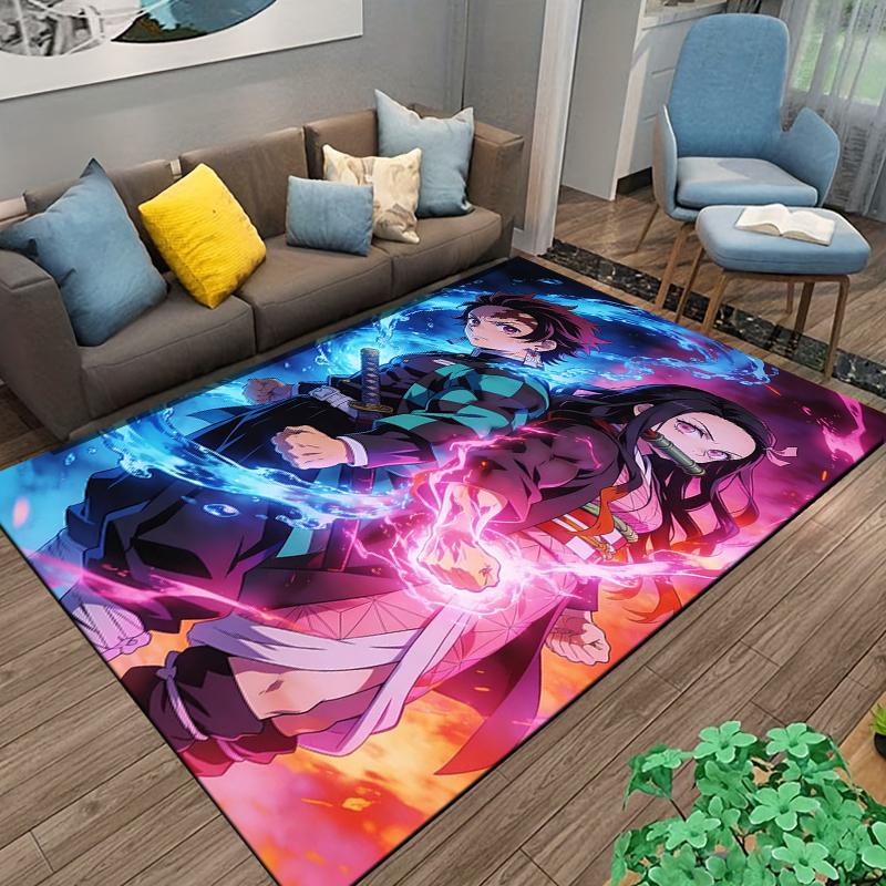 "Anime Style Carpet with Sword and Energy Aura Pattern for Home Decor" Suitable for use as an anti-slip for living room bedroom sofas