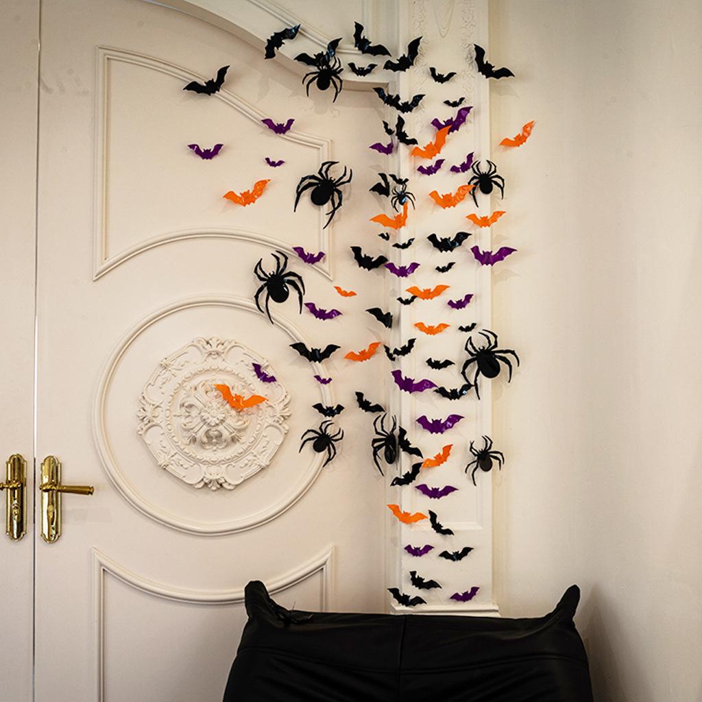 Halloween Bat Wall Sticker Pink Halloween Party Atmosphere Decoration Room Background Wall Decoration