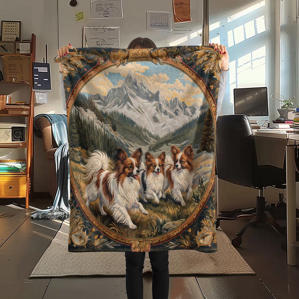 Vintage Animal Frame Print Flannel Blanket,High Quality Comfortable for All Seasons,Home Decor,Warmth and Comfort,Perfect for Christmas Gifts