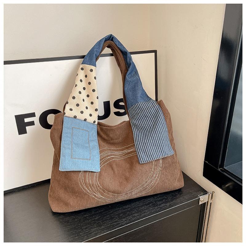 Embroidered Canvas Bag Women's Large-capacity New Summer Versatile Casual Shoulder Bag College Student Tote Bag