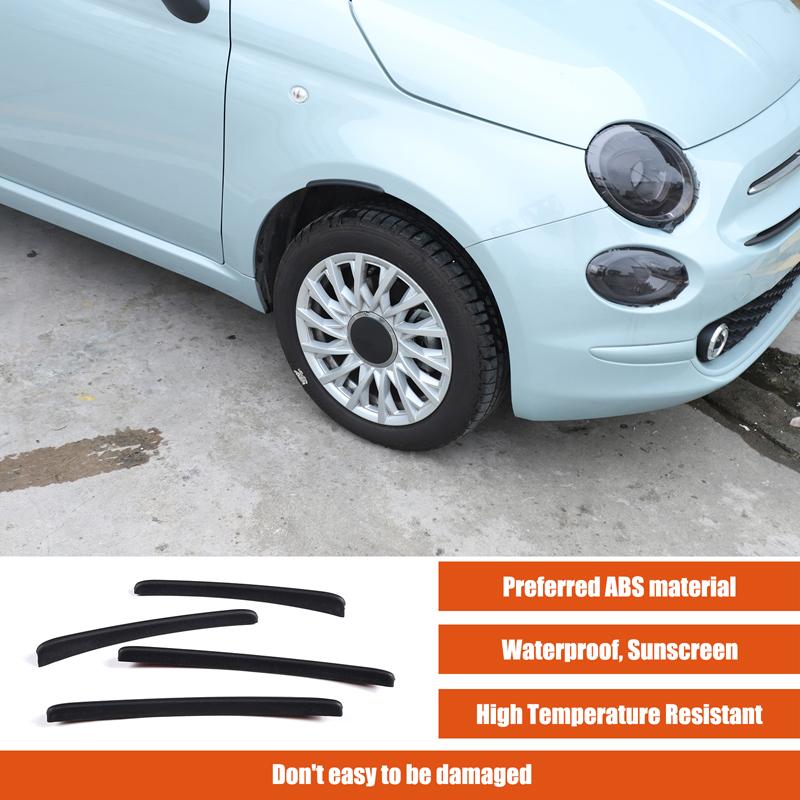 ABS Black Car Fender Flares Mud Flaps Arch Wheel Eyebrow Lips Strips sticker Trim For Fiat 500 2016-2025 Exterior Accessories