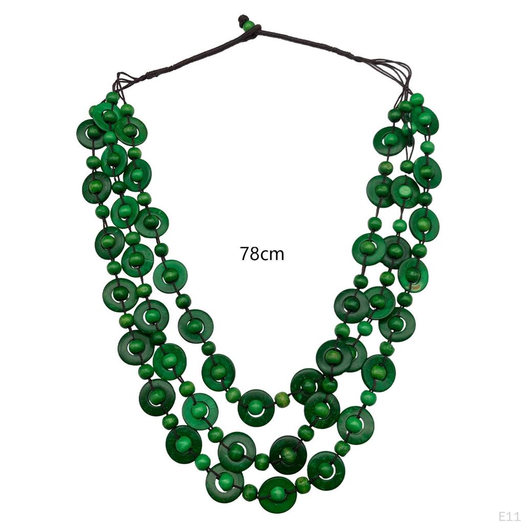 Bohemian Necklace Jewelry Costume Wood Bead for Women Lady Birthday