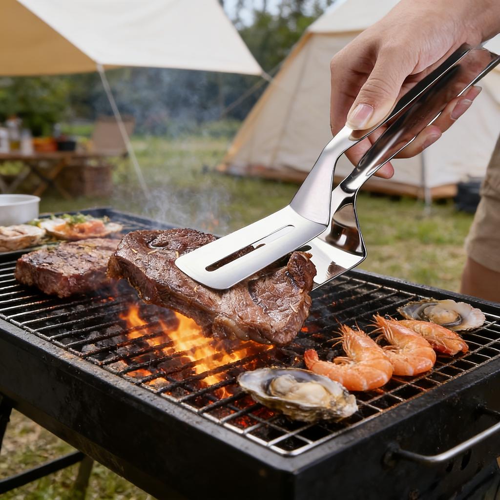 1/2/4Pcs Stainless Steel Steak Clips Multifunctional Spatula Double-Sided Cooking Tongs For Fish Meat Pizza Kitchen Baking Tools
