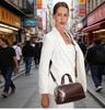 Fashionable Genuine Leather Women's Crossbody Handbag with Metal Hinges, Full-Grain Lambskin, Small Shoulder Bag