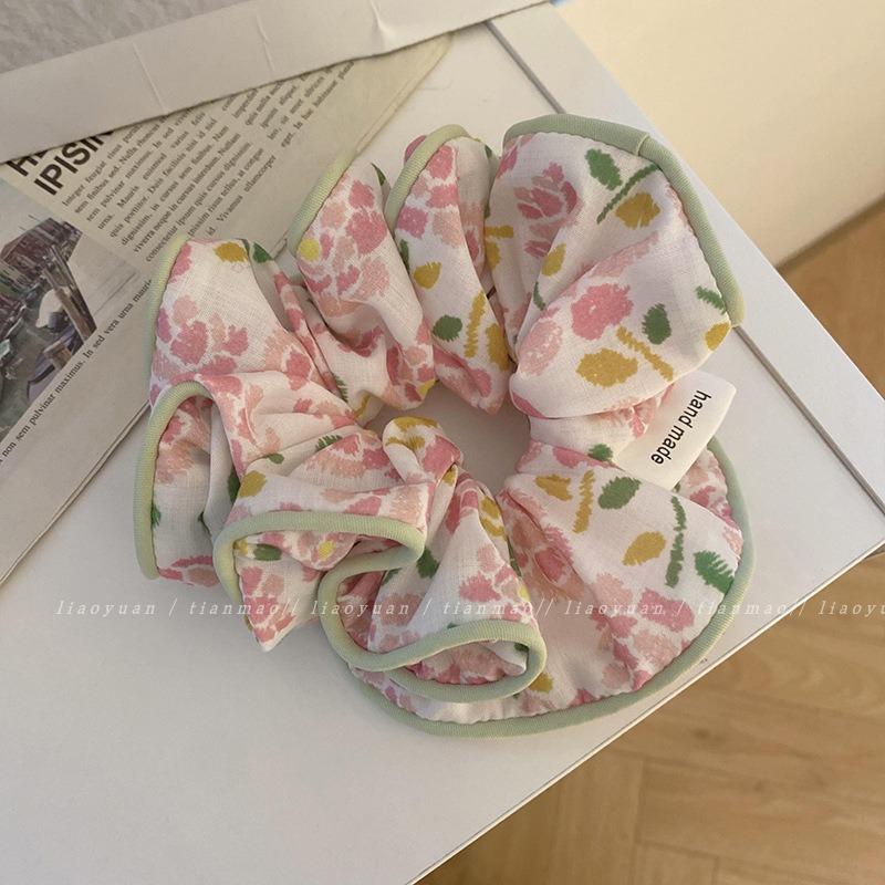 Koreanische Mode Großer bedruckter Scrunchie Damen Mädchen Elastisches Haar Gummiband Accessoires Haargummi Haarreif Seil Kopfschmuck