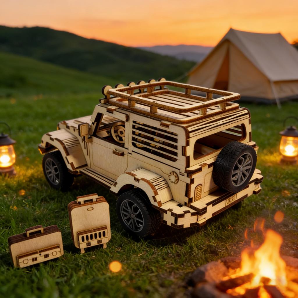 1 wooden DO-IT-YOURSELF off road vehicle a Imaginative 3D puzzle ideal as a festive Present or home decoration