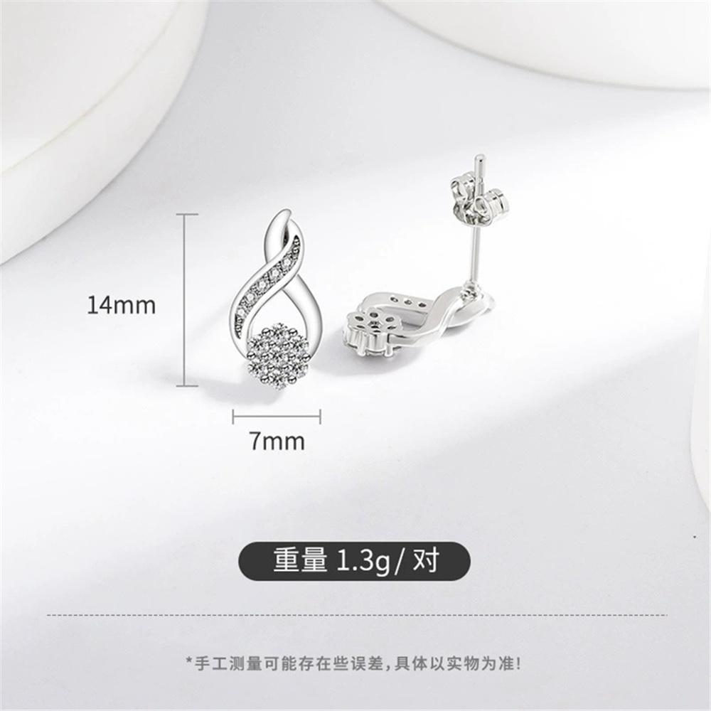 Charm Female Small White Round Zircon Stud Earrings Vintage Silver Color Wedding Party Gift  For Women