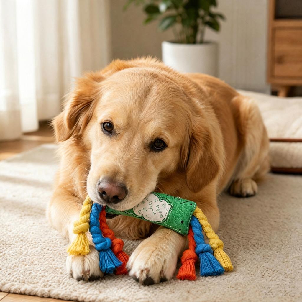Rope Knot Dog Toy with Squeaker - Cotton Rope Teething Toy for and Dogs