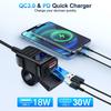 Motorbike Motorcycle Charger Socket Waterproof Power Adapter with Switch Voltmeter Voltage Display PD QC3.0 Fast Charger