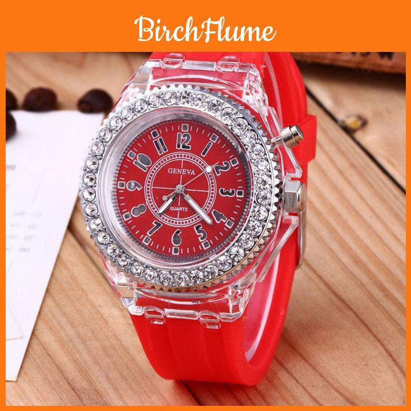 Unisex Quartz Watch With Colorful Led Lights And Night Glow For Teens And Couples