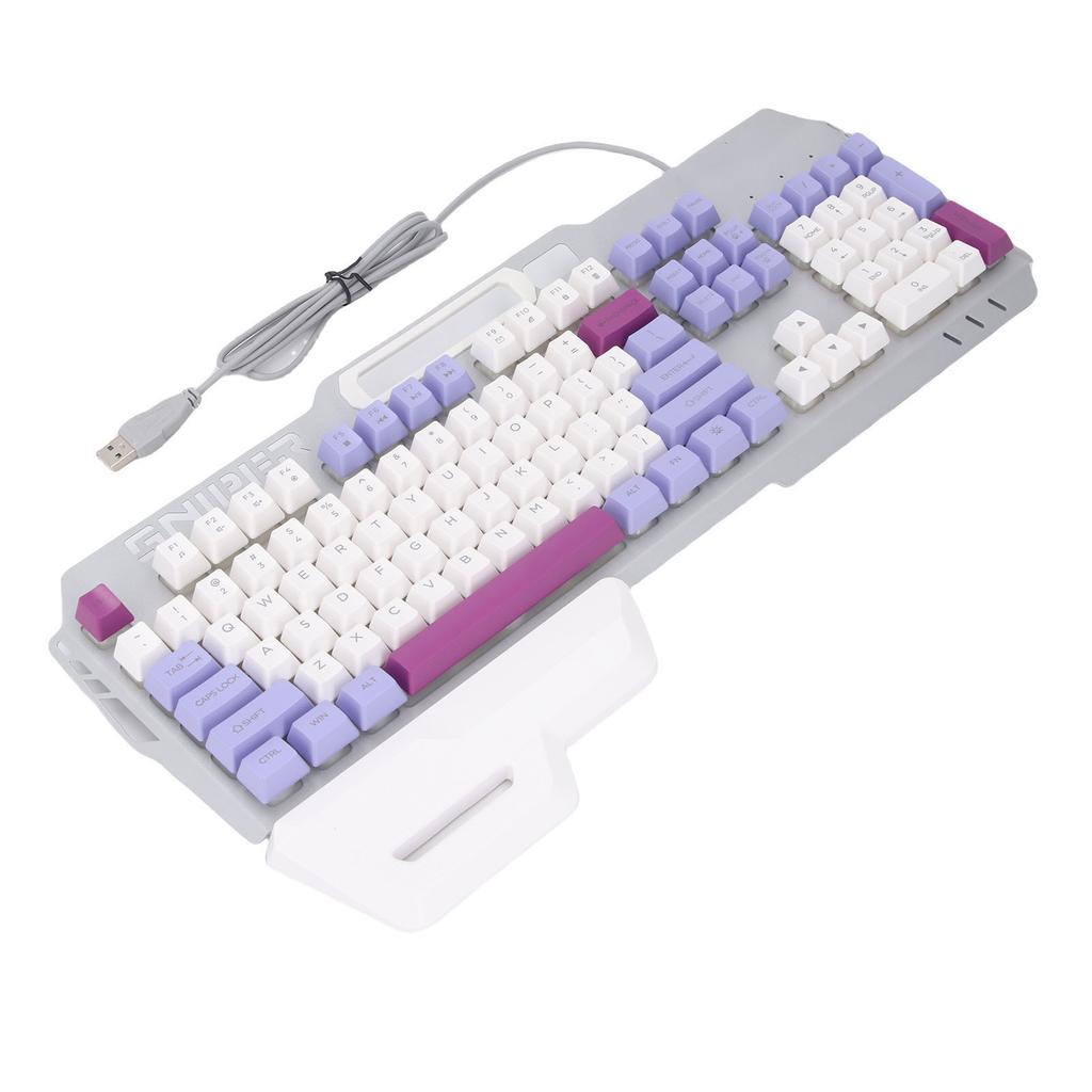 Mechanical Feeling Keyboard 104 Keys Colorful Light Up USB Wired Computer Keyboard with Wrist Rest Spill Resist Triple
