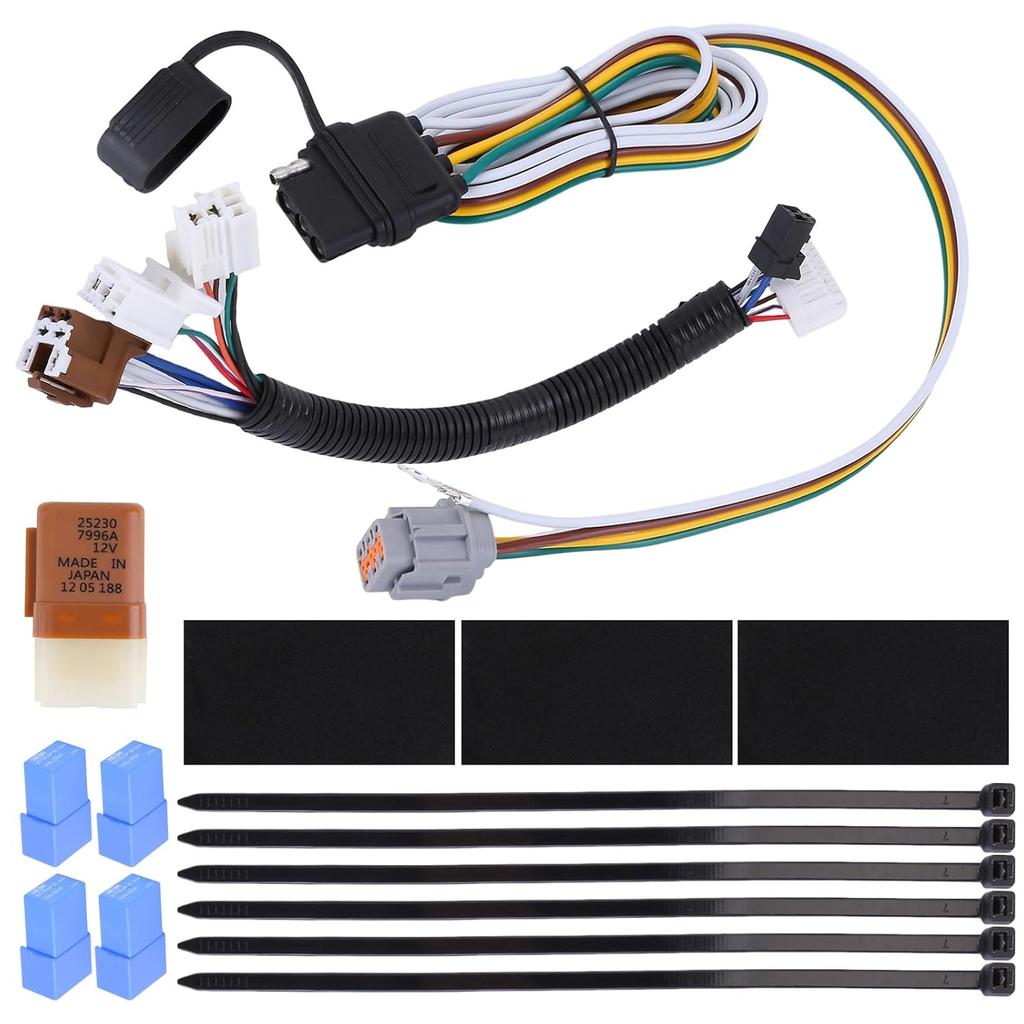 4 Way Flat Trailer Wiring Harness Kit Compatible with Infiniti QX60 2014-2020, for Nissan Pathfinder 2013-2020 4 Way Flat T-Connector Harness,