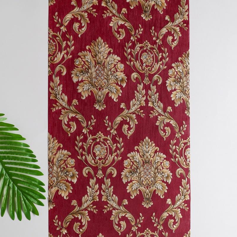 European Luxury Black Gold Damask Wallpaper Roll 3D Embossed Pvc Wallcovering Mural Decor Wallpapers for Living Room Bed Room