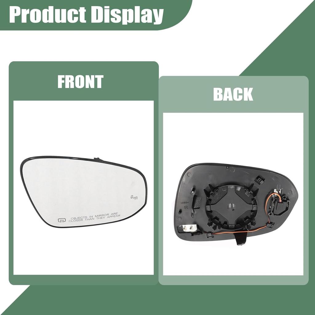 Right Passenger Side Mirror Glass Heat Blind Spot 89731-0E371 Compatible with Toyota Highlander 2020 2021 2022 2023 2024 Right Side Mirror Glass Rear